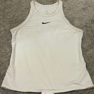 Nike White Mesh Racerback Tank with Black Swoosh